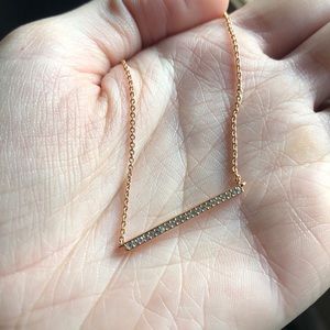 Cubic zirconia rose gold bar necklace